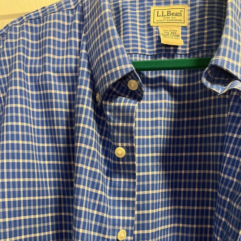 L.L. Bean Wrinkle Resistant Traditional Untucked Fit, Plaid Short Sleeve XXL-Reg - Picture 12 of 12